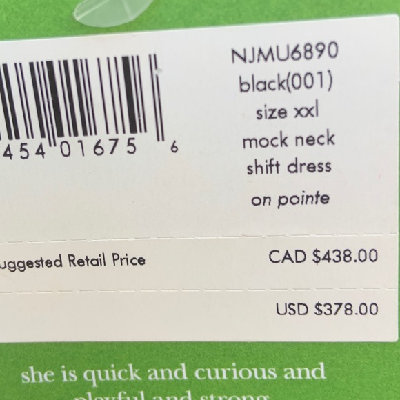 KATE SPADE MOCK NECK ON POINTE SHIFT DRESS NWT XXL - Picture 7 of 8